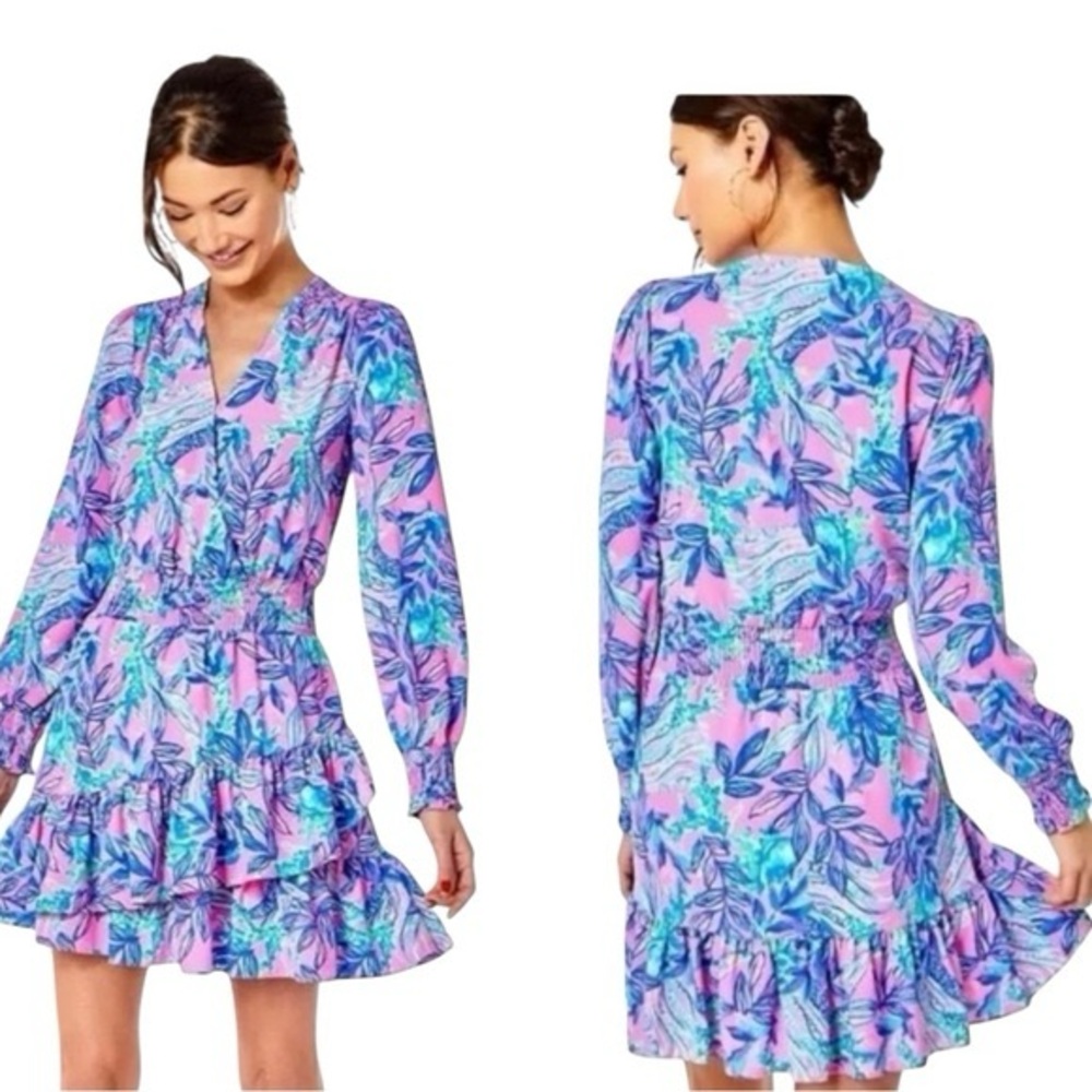Lilly Pulitzer Cristiana Dress Just a Lil Jelly Flare Floral Size 16
